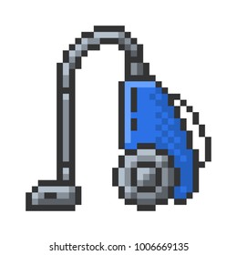 Outlined pixel icon of vacuum cleaner. Fully editable