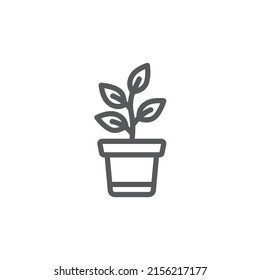 Planta delineada en un icono de olla. Ilustración del vector