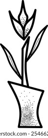 Plantas Perfiladas En Estilo Dibujado A Mano Con Elementos Florales Y De Hojas Con Un Diseño De Arte De Línea Sobre Un Vector De Fondo Blanco