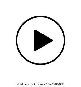 Outlined Play Button Flat Vector Icon Isolated On A White Background.Youtube Icon.