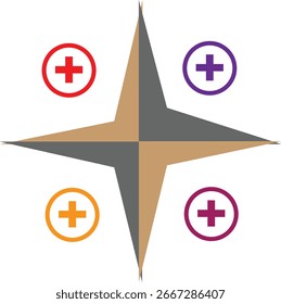 outlined plus or add icon design in many colours for your business.