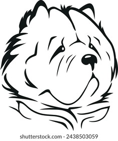Outlined portrait of Chow Chow dog. Vector