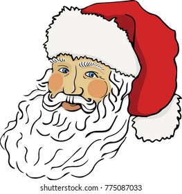 Outlined portrait of Santa Clause in a red hat