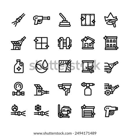 Outlined Power Wash Icon Set