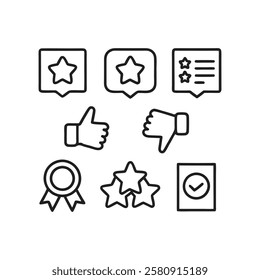 Outlined Product Review and Rating Icons for E-Commerce Platforms