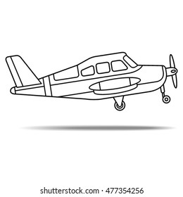outlined propeller aircraft take off-vector drawing