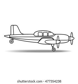 outlined propeller aircraft-vector drawing