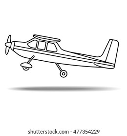 outlined propeller plane take off-vector drawing