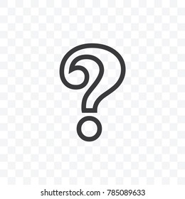 Outlined question mark icon vector illustration on transparent background.