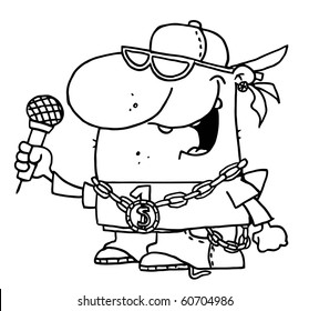 Outlined Rapper Dude Singing