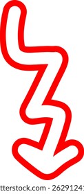Outlined Red Arrow With Rough Strokes