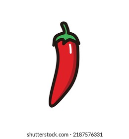 Outlined red chilli pepper vector illustration isolated on white background