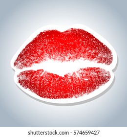 Outlined Red Lips Stamp