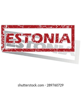 Outlined red stamp with country name Estonia, with shadow