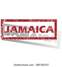Outlined red stamp with country name Jamaica, with shadow