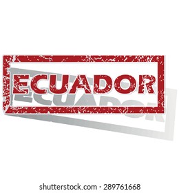 Outlined red stamp with country name Ecuador, with shadow