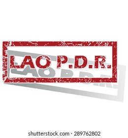 Outlined red stamp with country name Lao PDR, with shadow