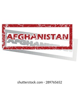 Outlined red stamp with country name Afghanistan, with shadow