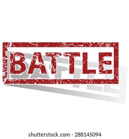 Outlined red stamp with word BATTLE, with shadow