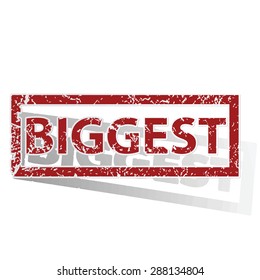 Outlined red stamp with word BIGGEST, with shadow