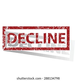 Outlined red stamp with word DECLINE, with shadow