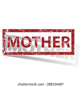 Outlined red stamp with word MOTHER, with shadow