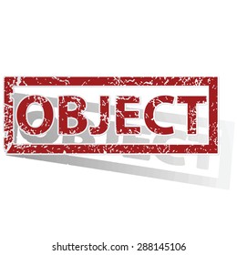 Outlined red stamp with word OBJECT, with shadow