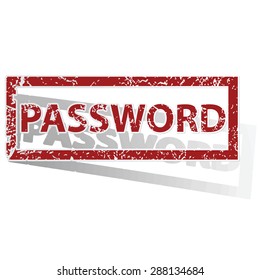 Outlined red stamp with word PASSWORD, with shadow