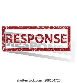 Outlined red stamp with word RESPONSE, with shadow