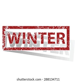 Outlined red stamp with word WINTER, with shadow
