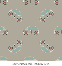 Outlined retro car pattern on muted background
