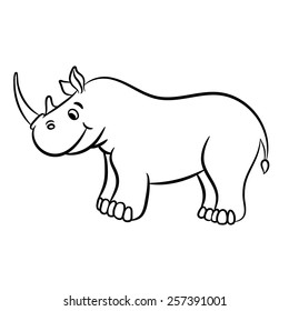 Outlined rhino vector illustration. Isolated on white.