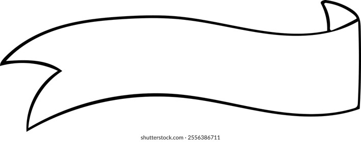 Outlined ribbon banner vector illustration. Vintage decorative graphic elements