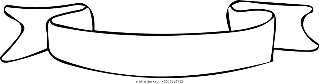 Outlined ribbon banner vector illustration. Vintage decorative graphic elements