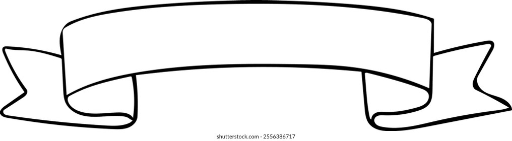 Outlined ribbon banner vector illustration. Vintage decorative graphic elements