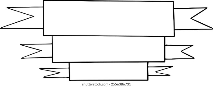 Outlined ribbon banner vector illustration. Vintage decorative graphic elements