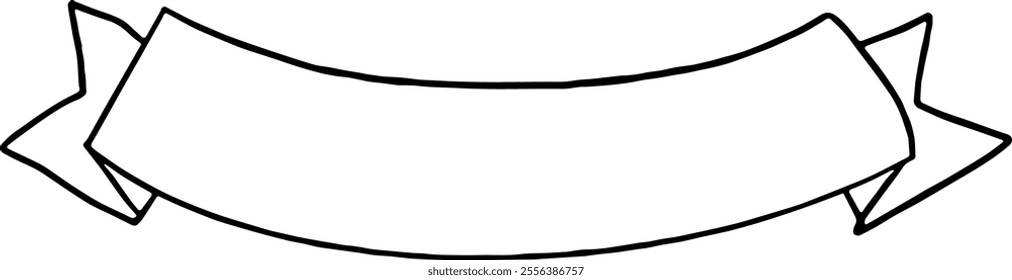 Outlined ribbon banner vector illustration. Vintage decorative graphic elements