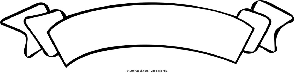 Outlined ribbon banner vector illustration. Vintage decorative graphic elements