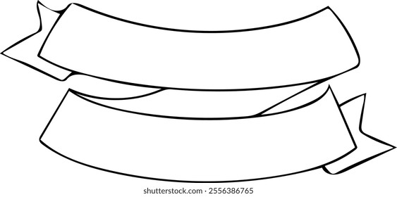 Outlined ribbon banner vector illustration. Vintage decorative graphic elements