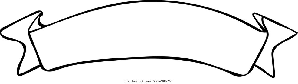 Outlined ribbon banner vector illustration. Vintage decorative graphic elements