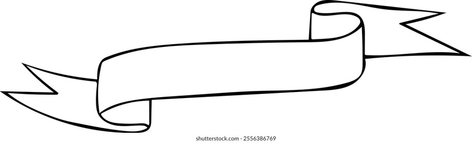 Outlined ribbon banner vector illustration. Vintage decorative graphic elements