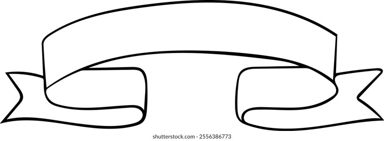 Outlined ribbon banner vector illustration. Vintage decorative graphic elements