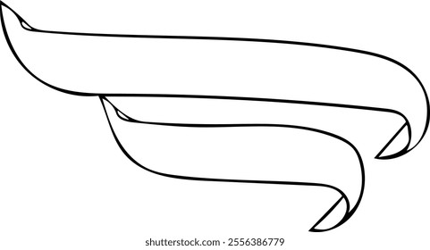 Outlined ribbon banner vector illustration. Vintage decorative graphic elements