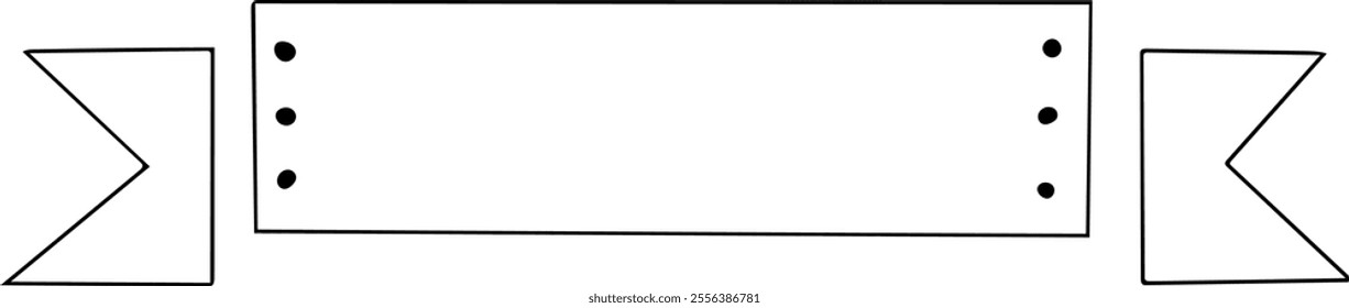 Outlined ribbon banner vector illustration. Vintage decorative graphic elements