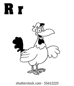 Outlined Rooster With Letters R