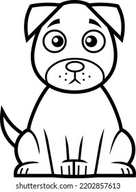 Outlined Sad Dog Cartoon Character. Vector Hand Drawn Illustration Isolated On Transparent Background