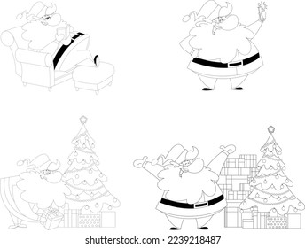 Outlined Santa Claus Cartoon Character. Vector Hand Drawn Collection Set Isolated On Transparent Background - Powered by Shutterstock - Get 15% off with code: PIKWIZARD15
