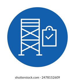 Outlined scaffolding inspection with document checklist symbol vector illustration.