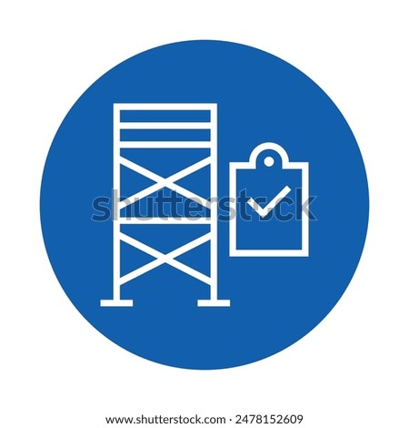 Outlined scaffolding inspection with document checklist symbol vector illustration.