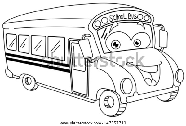 Outlined school bus
cartoon